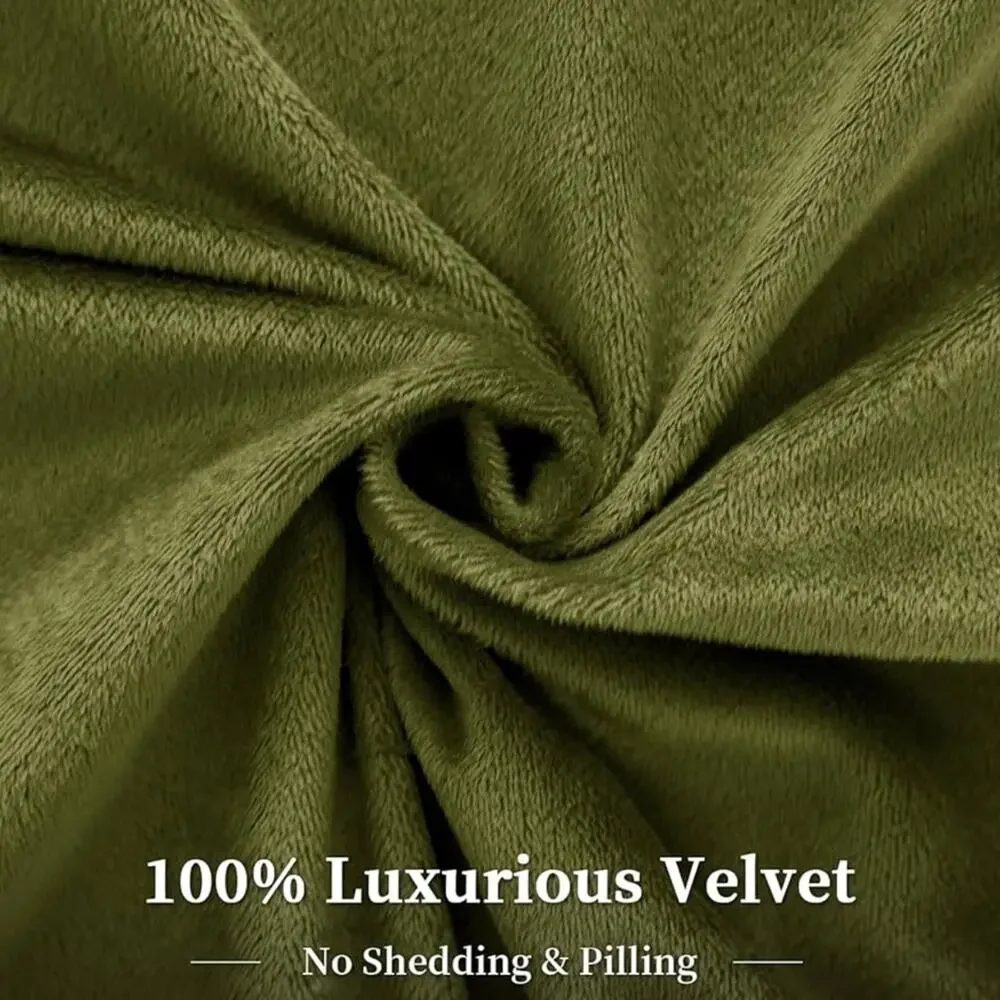 🆕 Olive Green Velvet Luxury Duvet Set Bedding High End Hotel Vibes QUEEN SET